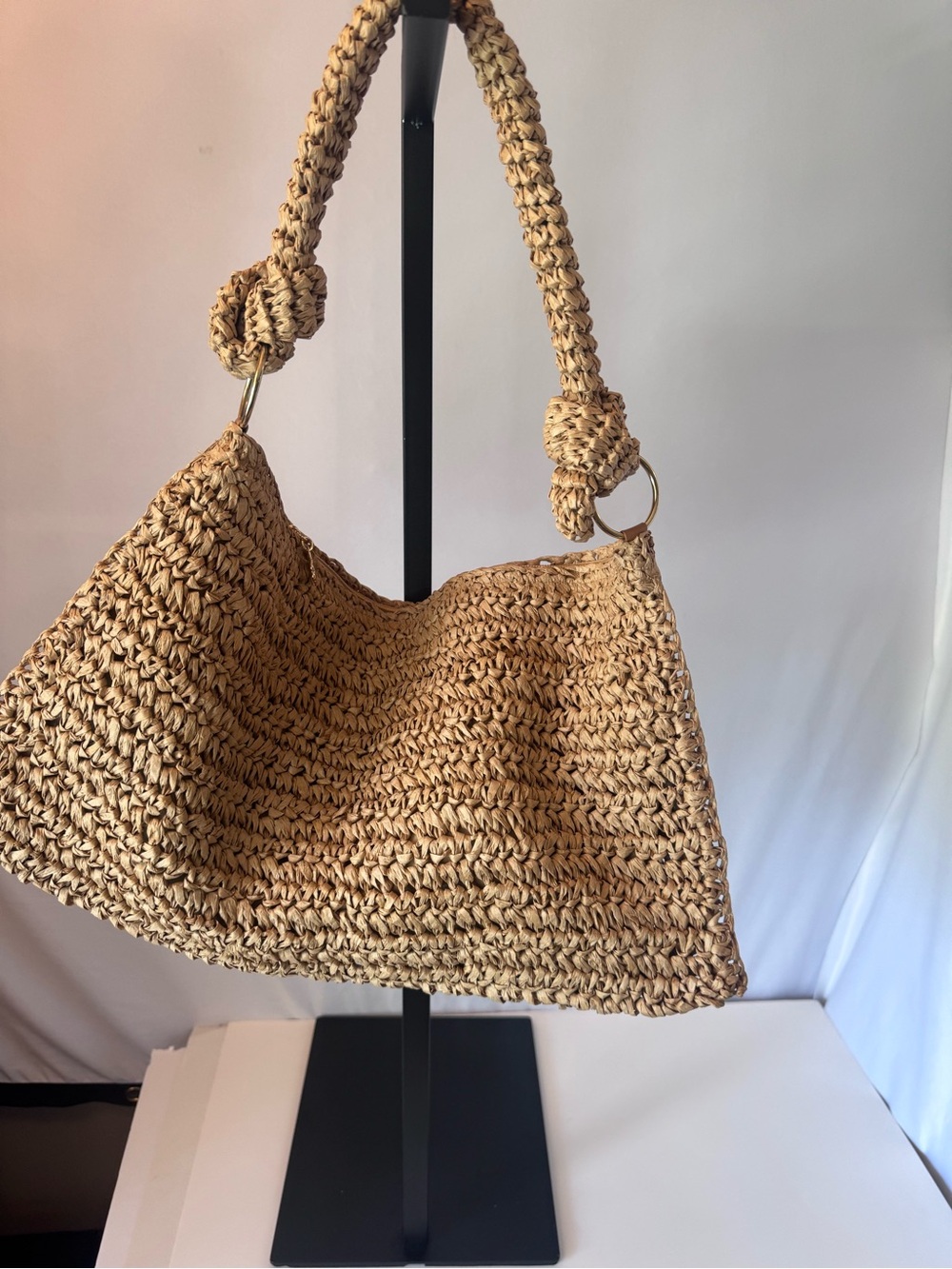 Revolve Khaki Shelly Crochet Woven Straw Shoulder Bag - Natural